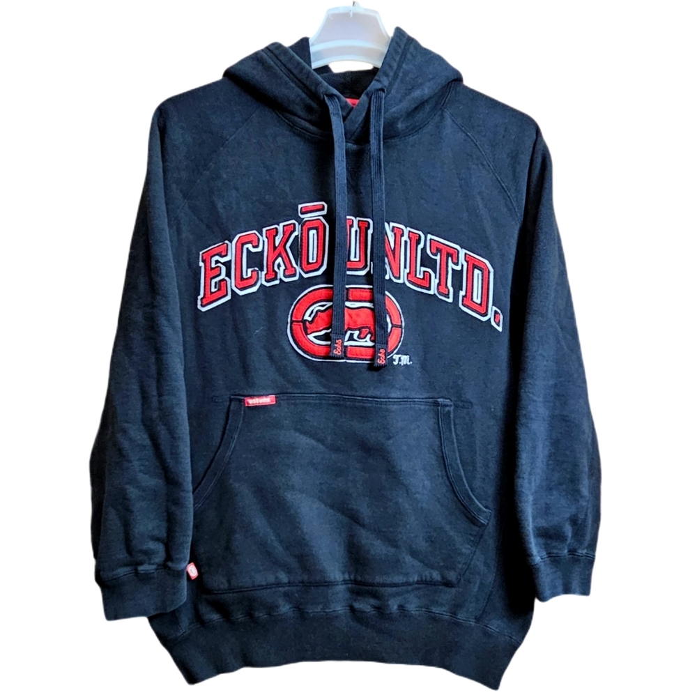 Ecko Unltd. Vintage Signature rhino Hoodie Y2K black red white size large mens
